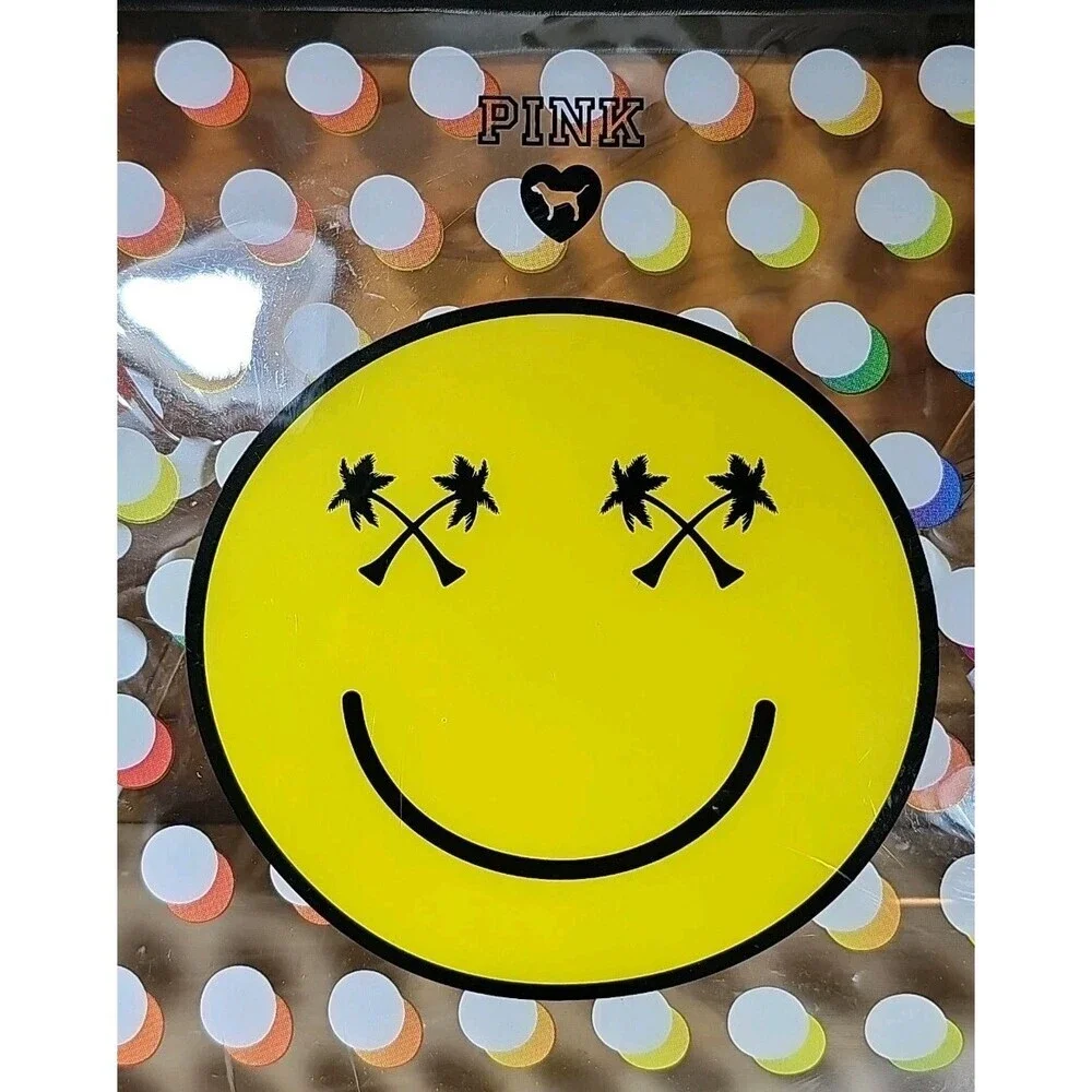 Victoria's Secret PINK Cosmetic Case Wet Swimsuit Holder Vinyl Smiley Face